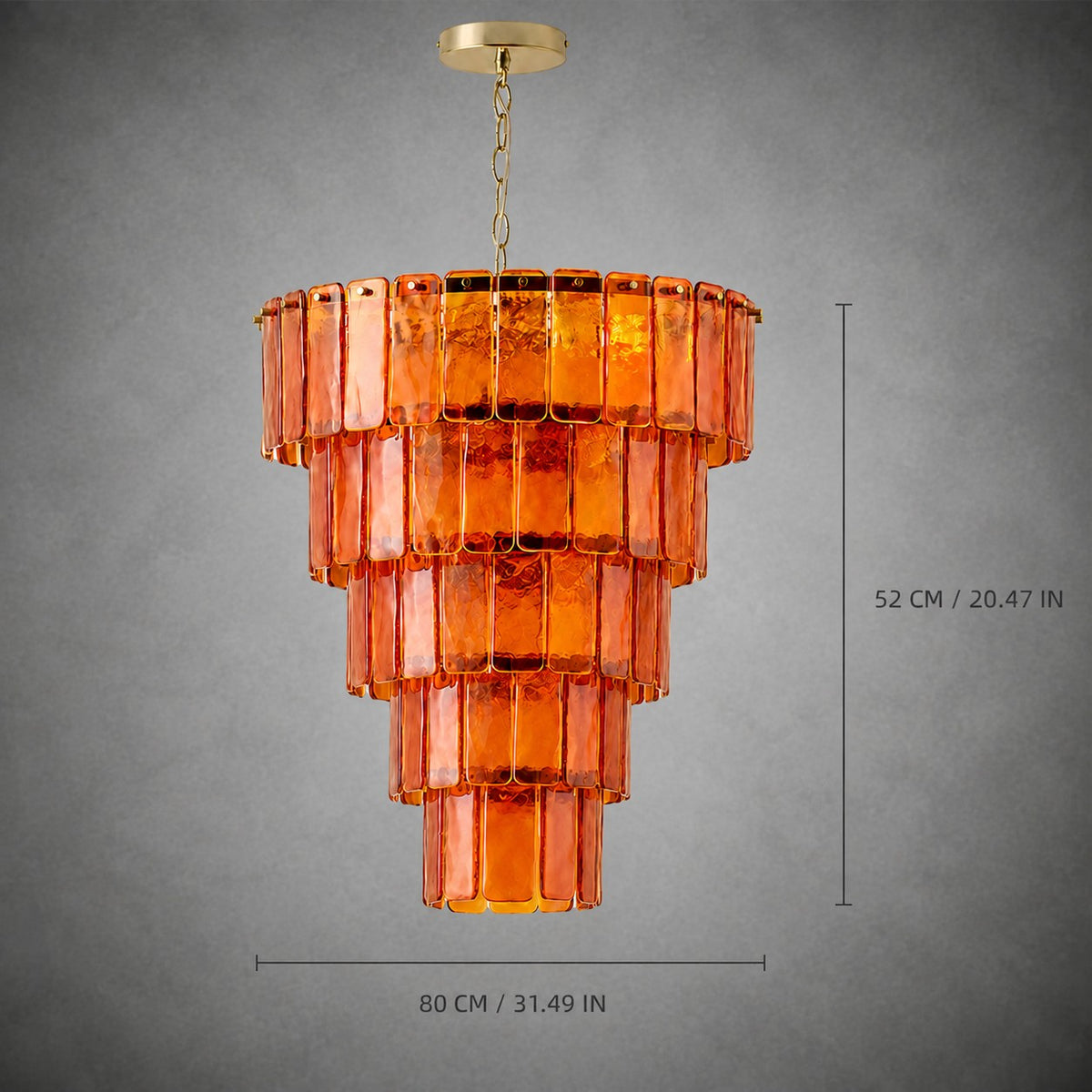 Chandelier Tiered Amber Glass