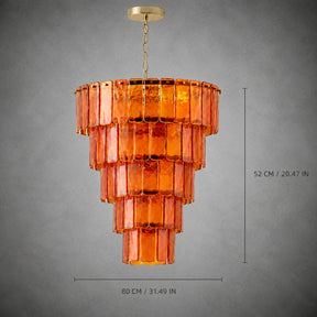 Chandelier Tiered Amber Glass