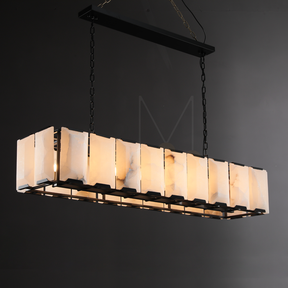 Charles Multicurve Calcite Rectangular Chandelier, Modern Elegance Lamp for Living Rooms, Dining Areas, and Bedrooms
