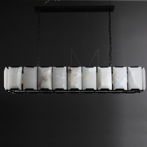 Charles Multicurve Calcite Rectangular Chandelier, Modern Elegance Lamp for Living Rooms, Dining Areas, and Bedrooms