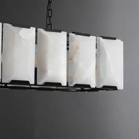 Charles Multicurve Calcite Rectangular Chandelier, Modern Elegance Lamp for Living Rooms, Dining Areas, and Bedrooms