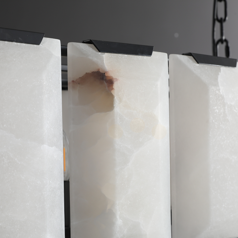 Charles Multicurve Calcite Rectangular Chandelier, Modern Elegance Lamp for Living Rooms, Dining Areas, and Bedrooms