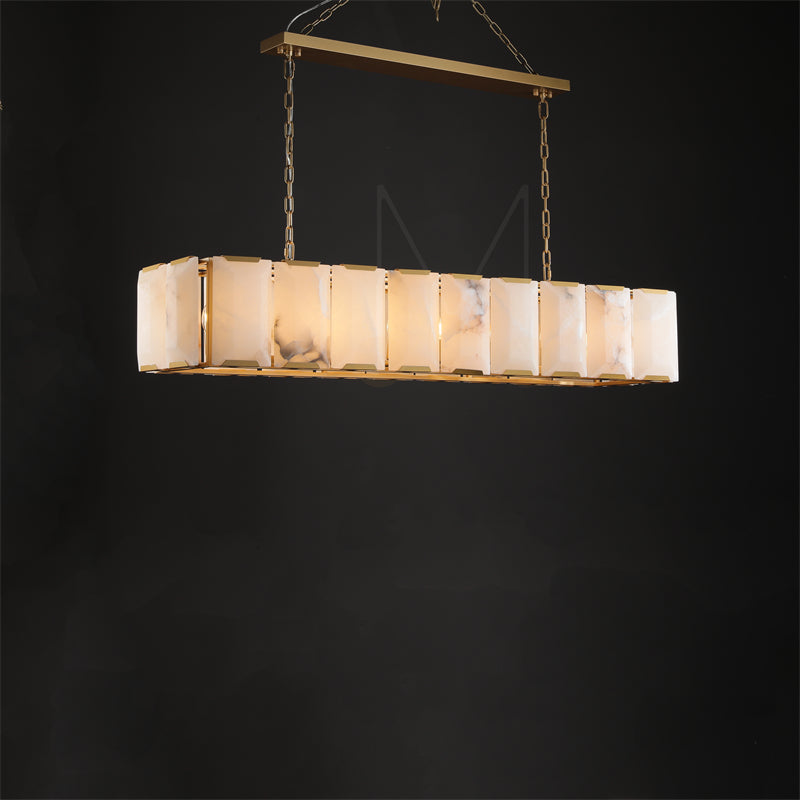 Charles Multicurve Calcite Rectangular Chandelier, Modern Elegance Lamp for Living Rooms, Dining Areas, and Bedrooms