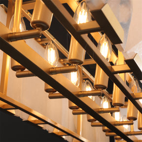 Charles Multicurve Calcite Rectangular Chandelier, Modern Elegance Lamp for Living Rooms, Dining Areas, and Bedrooms