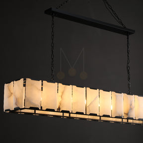Charles Multicurve Calcite Rectangular Chandelier, Modern Elegance Lamp for Living Rooms, Dining Areas, and Bedrooms