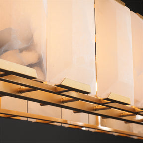 Charles Multicurve Calcite Rectangular Chandelier, Modern Elegance Lamp for Living Rooms, Dining Areas, and Bedrooms