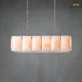 Charles Multicurve Calcite Rectangular Chandelier, Modern Elegance Lamp for Living Rooms, Dining Areas, and Bedrooms