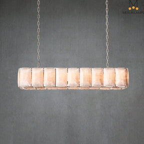 Charles Multicurve Calcite Rectangular Chandelier, Modern Elegance Lamp for Living Rooms, Dining Areas, and Bedrooms