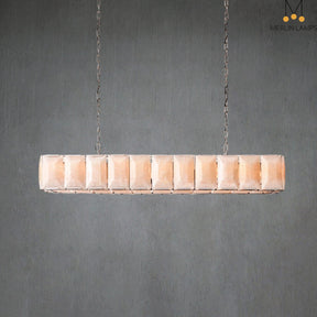Charles Multicurve Calcite Rectangular Chandelier, Modern Elegance Lamp for Living Rooms, Dining Areas, and Bedrooms