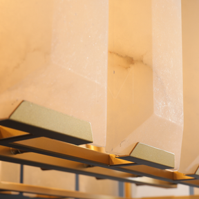 Charles Multicurve Calcite Rectangular Chandelier, Modern Elegance Lamp for Living Rooms, Dining Areas, and Bedrooms