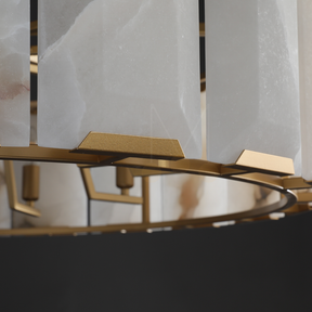 Charles Multicurve Calcite Round Chandelier, Modern Illuminate Lamp for Living Room