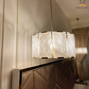 Charles Multicurve Calcite Round Chandelier, Modern Illuminate Lamp for Living Room