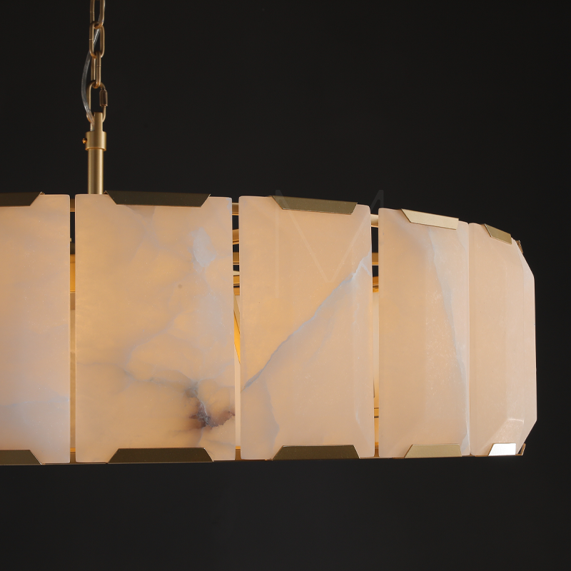 Charles Multicurve Calcite Round Chandelier, Modern Illuminate Lamp for Living Room