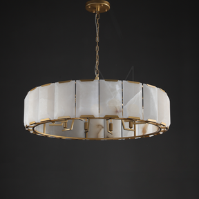 Charles Multicurve Calcite Round Chandelier, Modern Illuminate Lamp for Living Room