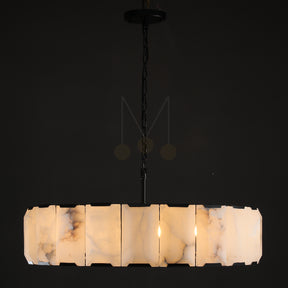Charles Multicurve Calcite Round Chandelier, Modern Illuminate Lamp for Living Room