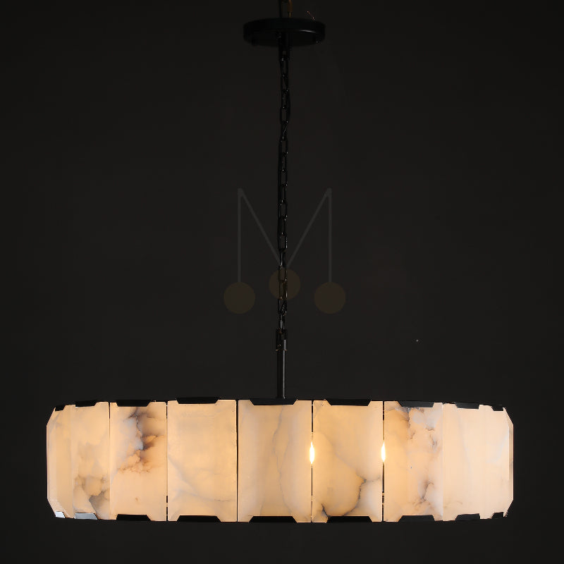 Charles Multicurve Calcite Round Chandelier, Modern Illuminate Lamp for Living Room