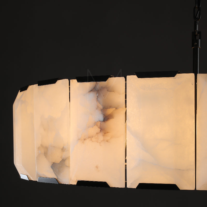 Charles Multicurve Calcite Round Chandelier, Modern Illuminate Lamp for Living Room