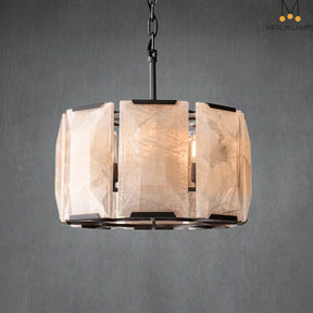 Charles Multicurve Calcite Round Chandelier, Modern Illuminate Lamp for Living Room