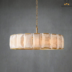 Charles Multicurve Calcite Round Chandelier, Modern Illuminate Lamp for Living Room