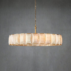 Charles Multicurve Calcite Round Chandelier, Modern Illuminate Lamp for Living Room