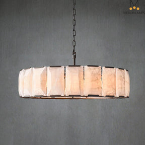 Charles Multicurve Calcite Round Chandelier, Modern Illuminate Lamp for Living Room