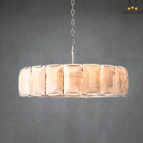 Charles Multicurve Calcite Round Chandelier, Modern Illuminate Lamp for Living Room