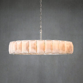 Charles Multicurve Calcite Round Chandelier, Modern Illuminate Lamp for Living Room