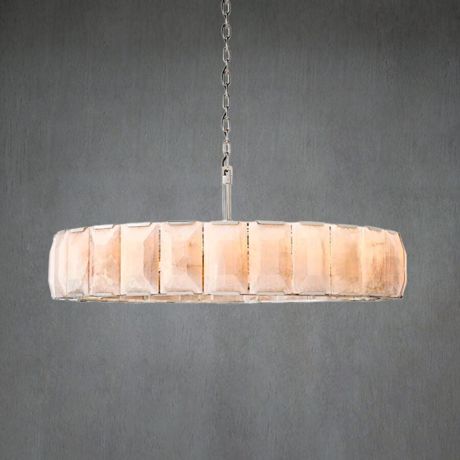 Charles Multicurve Calcite Round Chandelier, Modern Illuminate Lamp for Living Room