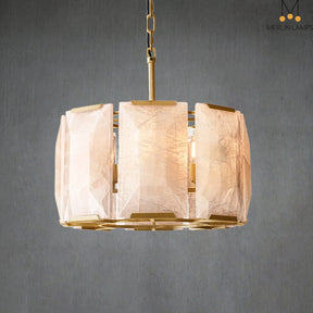 Charles Multicurve Calcite Round Chandelier, Modern Illuminate Lamp for Living Room