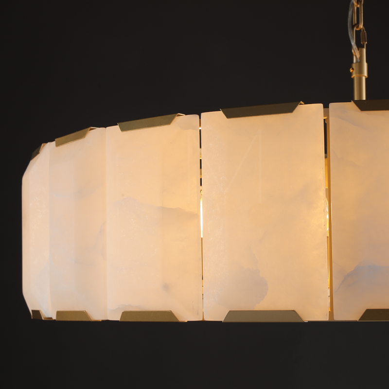 Charles Multicurve Calcite Round Chandelier, Modern Illuminate Lamp for Living Room