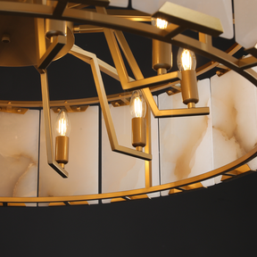 Charles Multicurve Calcite Round Chandelier, Modern Illuminate Lamp for Living Room