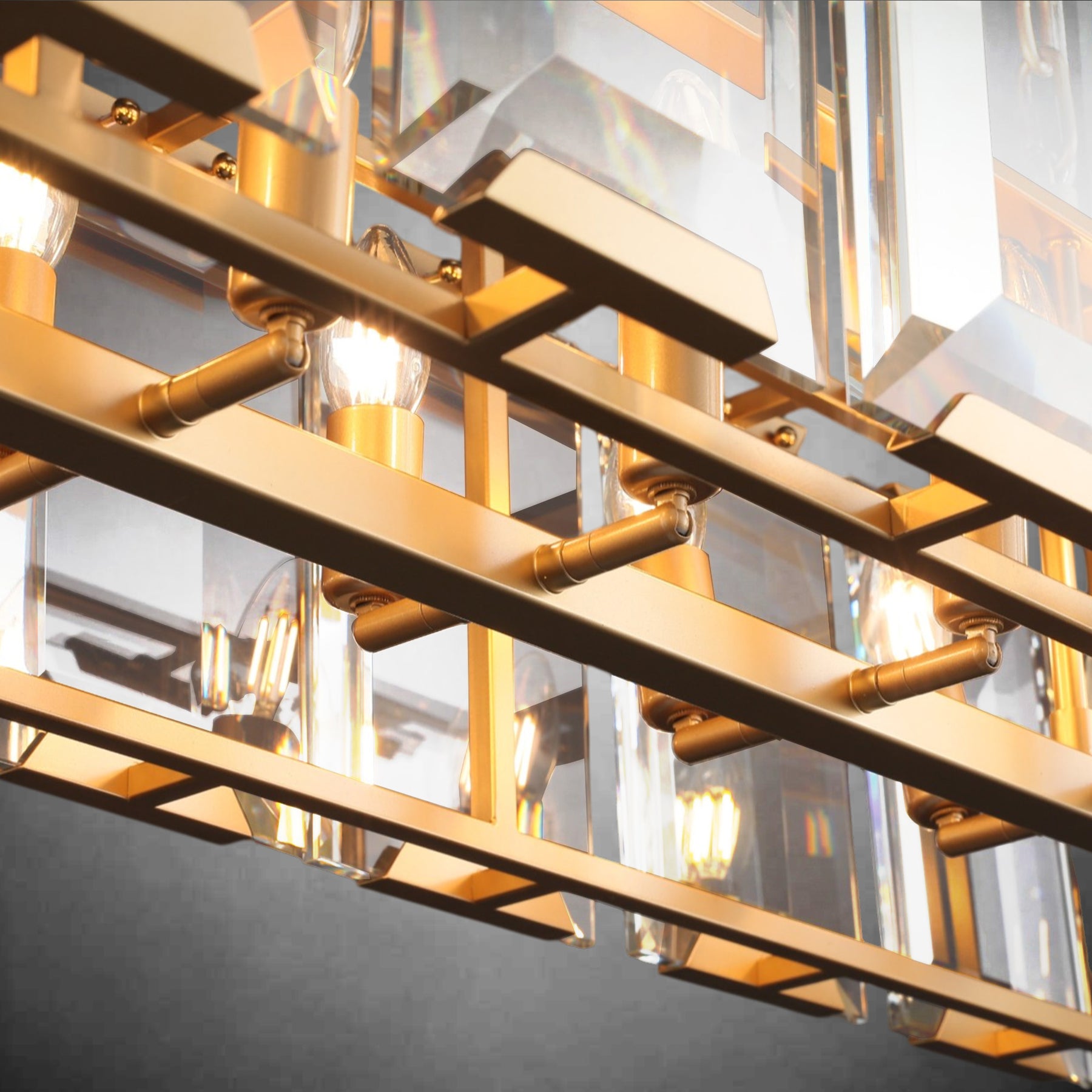 Charles Multicurve Modern Crystal Rectangular Chandelier