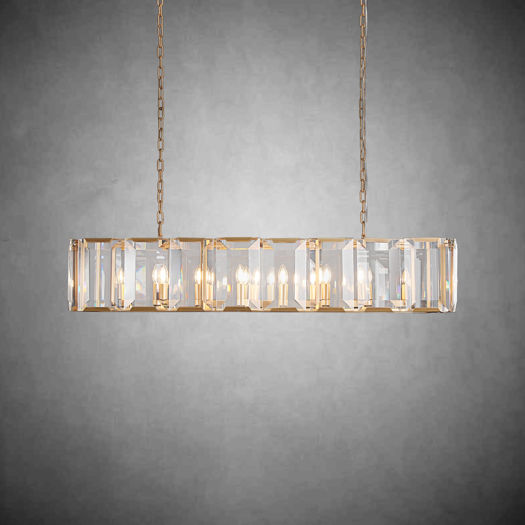 Charles Multicurve Modern Crystal Rectangular Chandelier