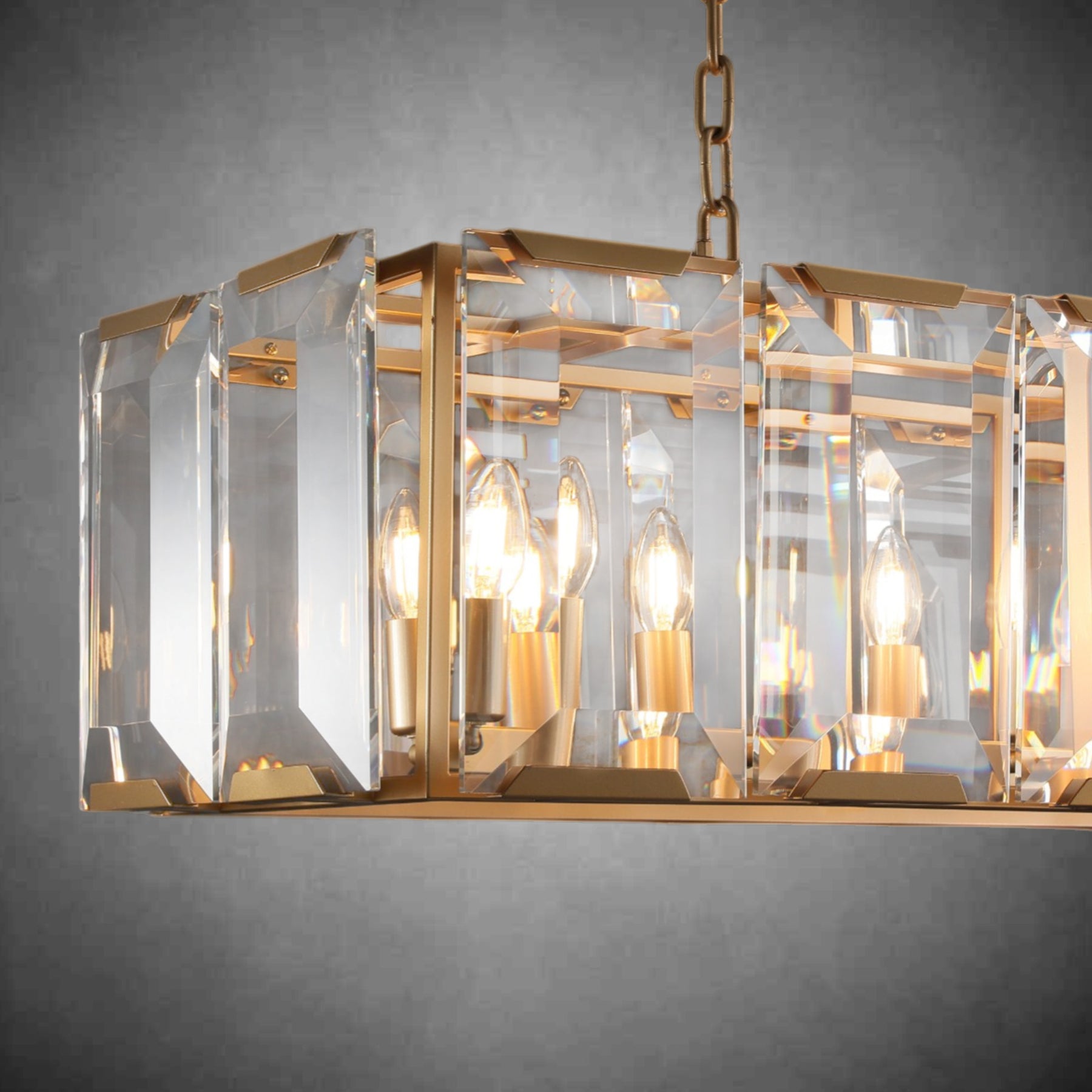 Charles Multicurve Modern Crystal Rectangular Chandelier