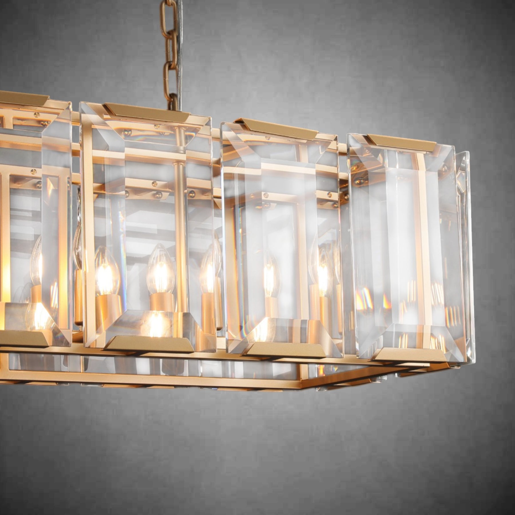 Charles Multicurve Modern Crystal Rectangular Chandelier