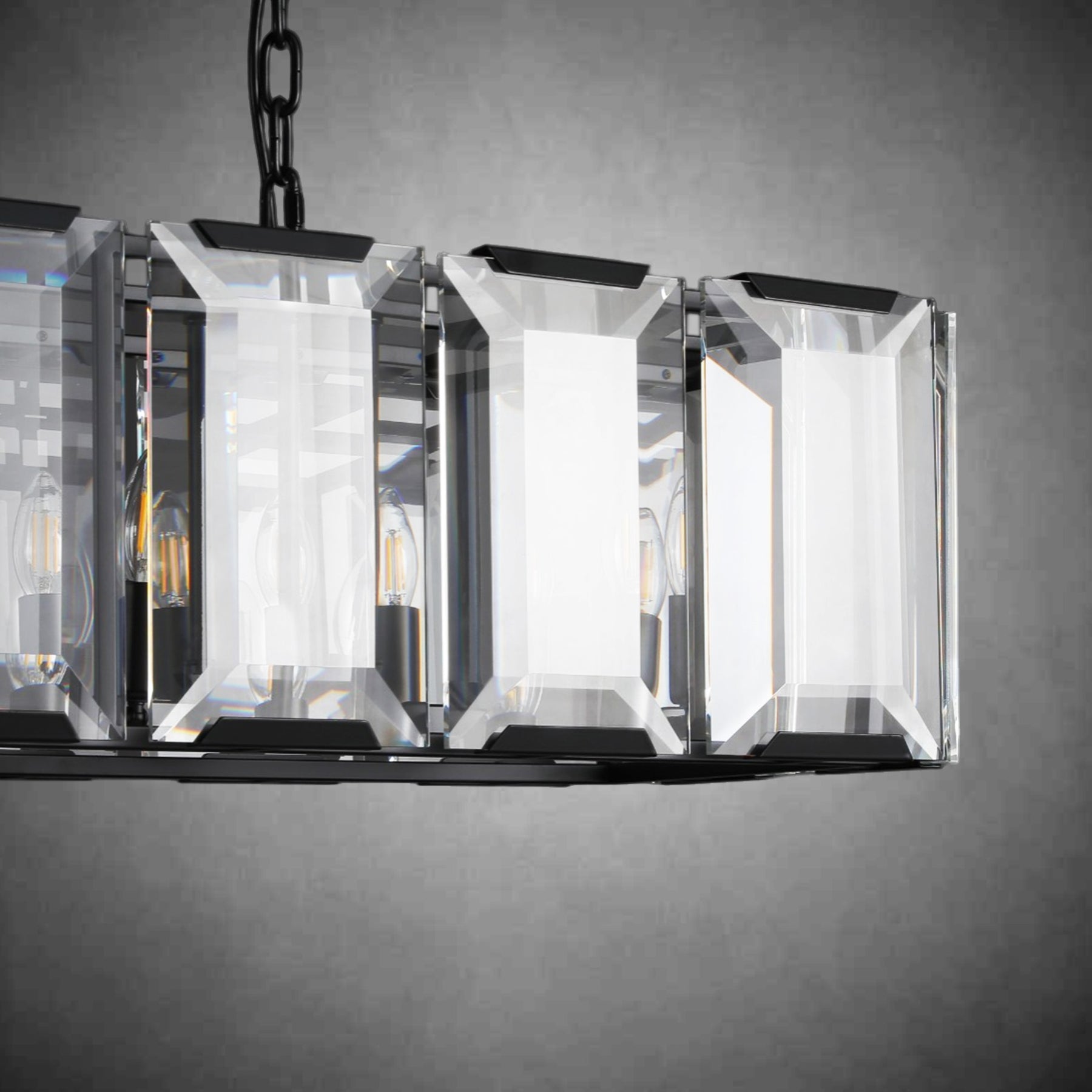 Charles Multicurve Modern Crystal Rectangular Chandelier