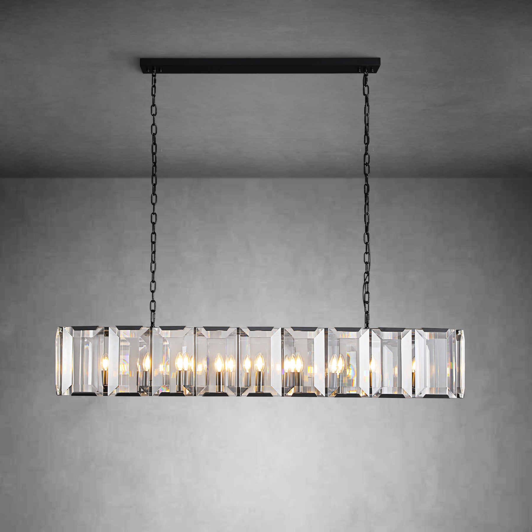 Charles Multicurve Modern Crystal Rectangular Chandelier