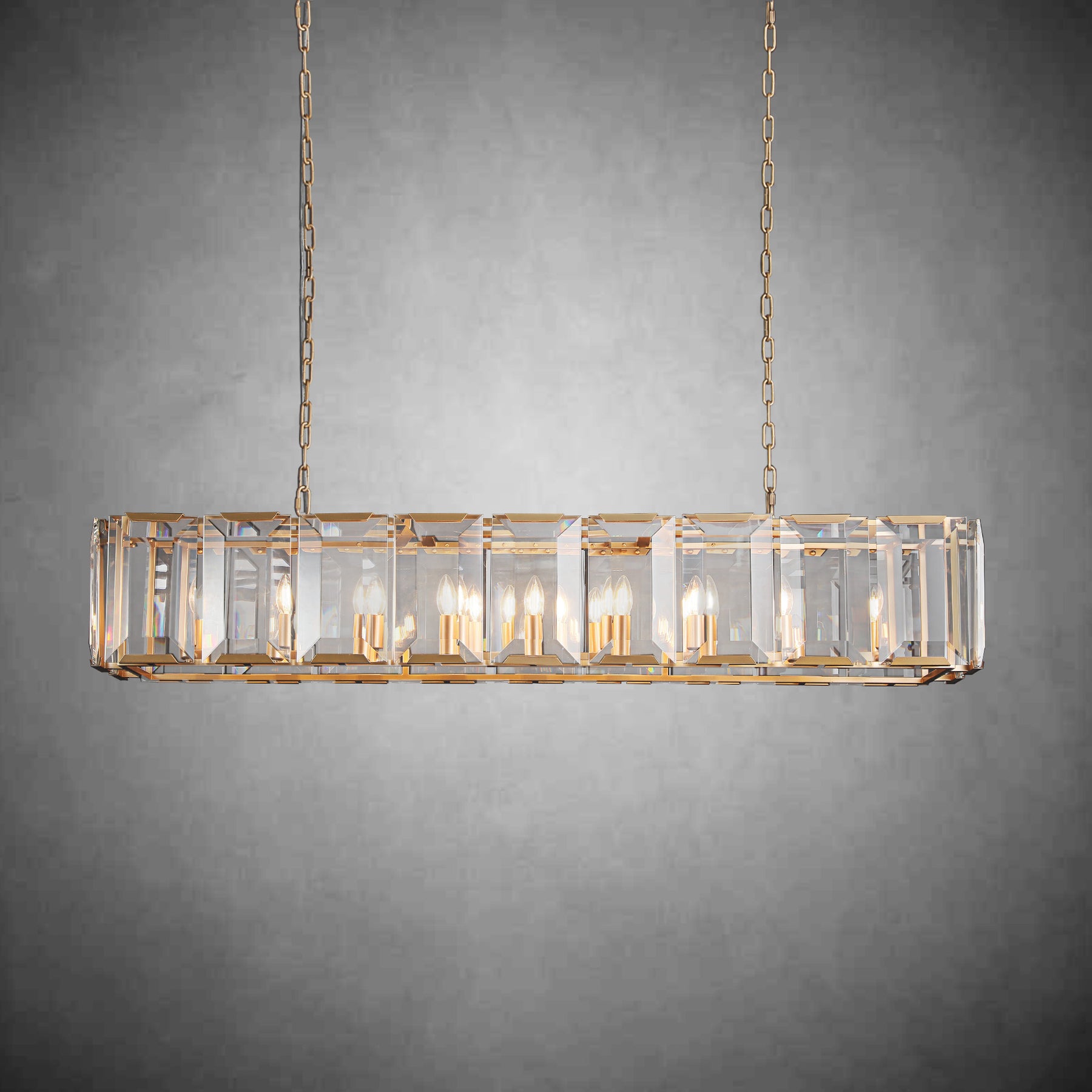 Charles Multicurve Modern Crystal Rectangular Chandelier