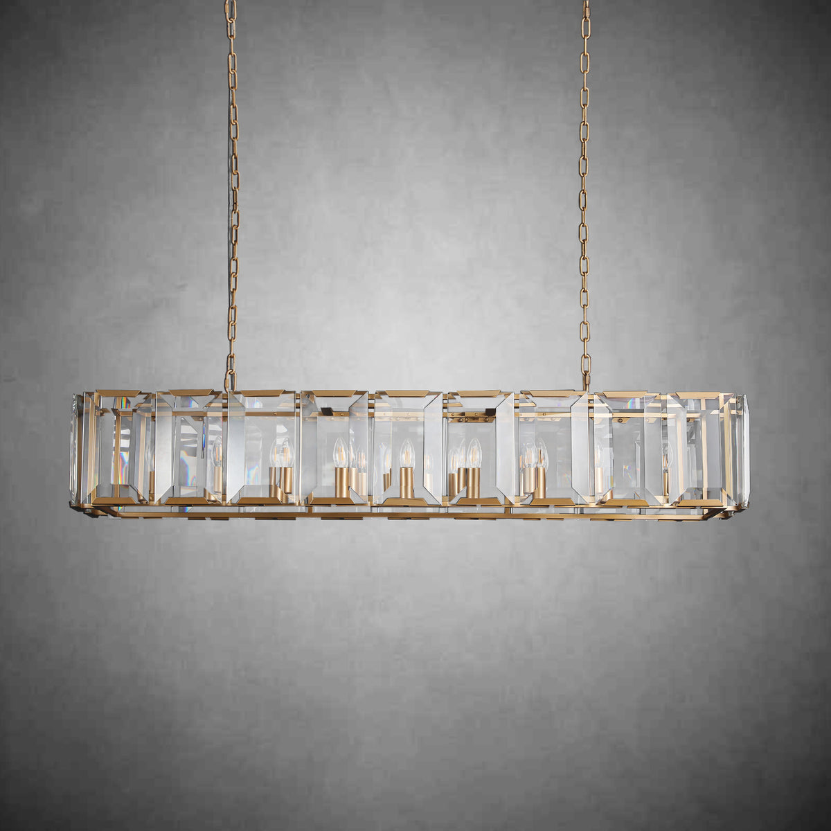 Charles Multicurve Modern Crystal Rectangular Chandelier