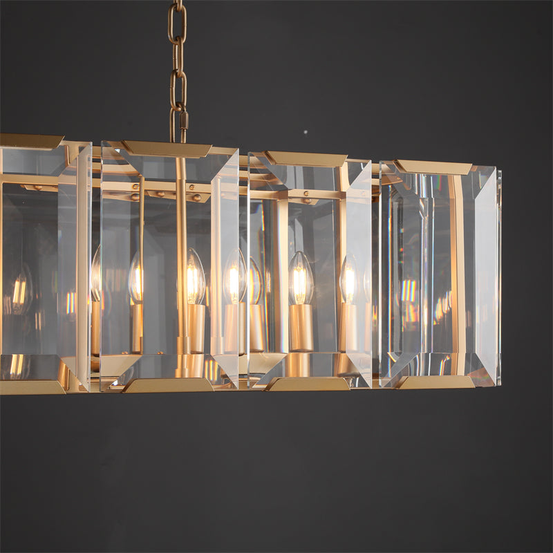 Charles Multicurve Modern Crystal Rectangular Chandelier, Luxury Elegance Lamp