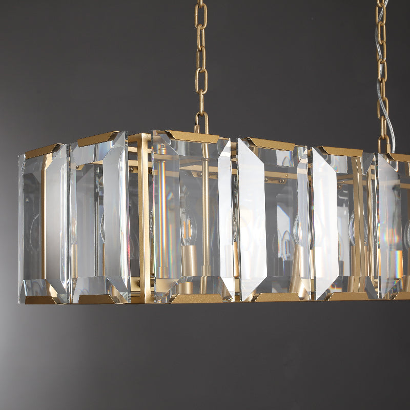 Charles Multicurve Modern Crystal Rectangular Chandelier, Luxury Elegance Lamp