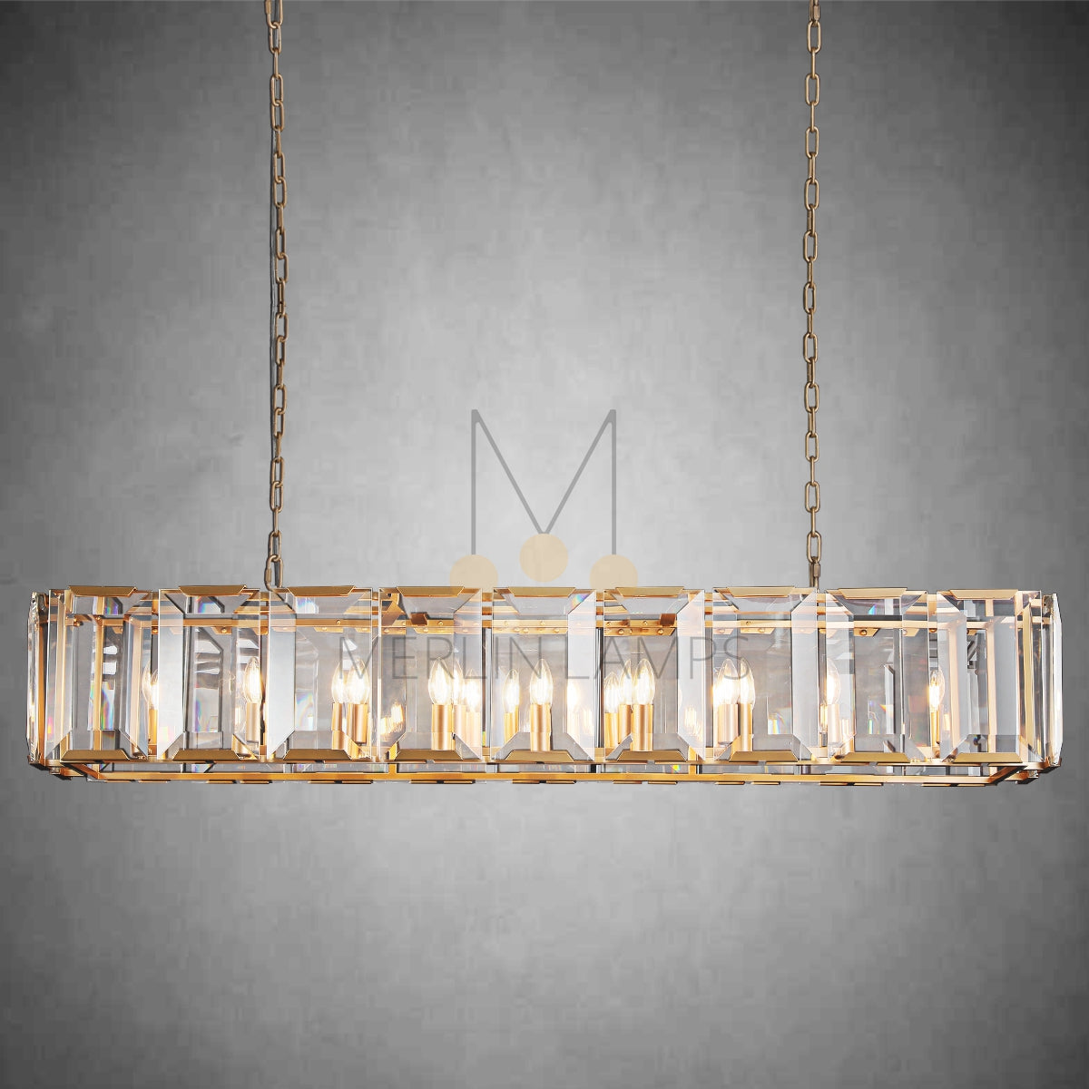 Charles Multicurve Modern Crystal Rectangular Chandelier, Luxury Elegance Lamp