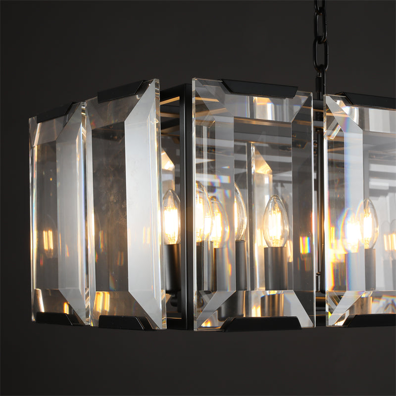 Charles Multicurve Modern Crystal Rectangular Chandelier, Luxury Elegance Lamp