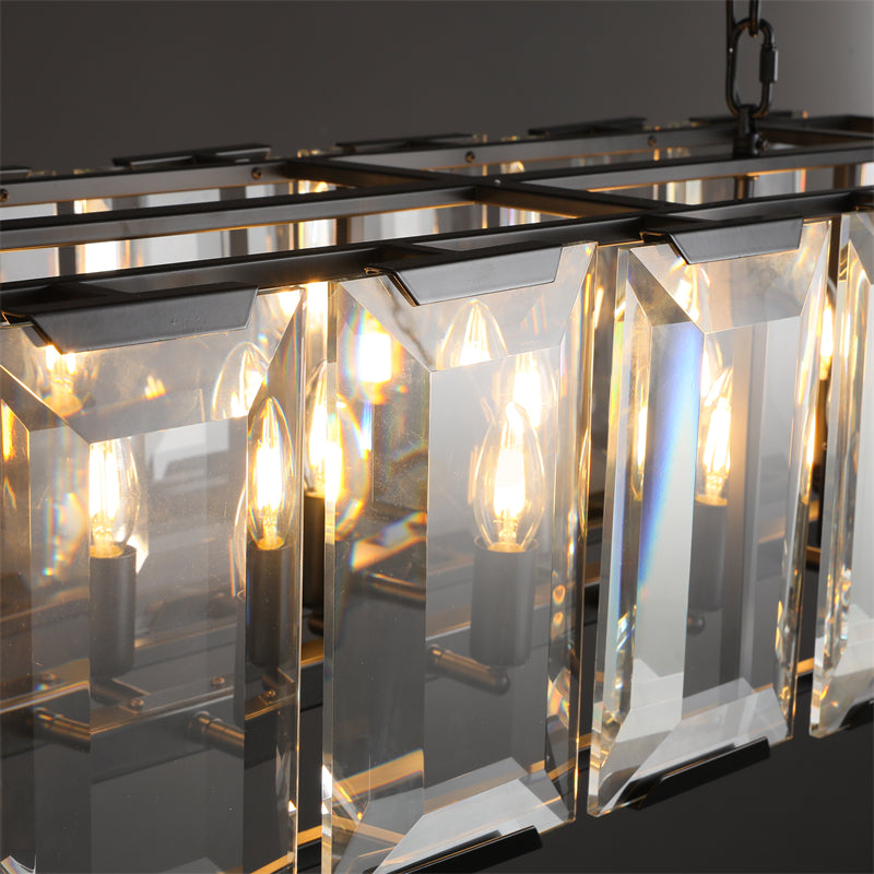 Charles Multicurve Modern Crystal Rectangular Chandelier, Luxury Elegance Lamp