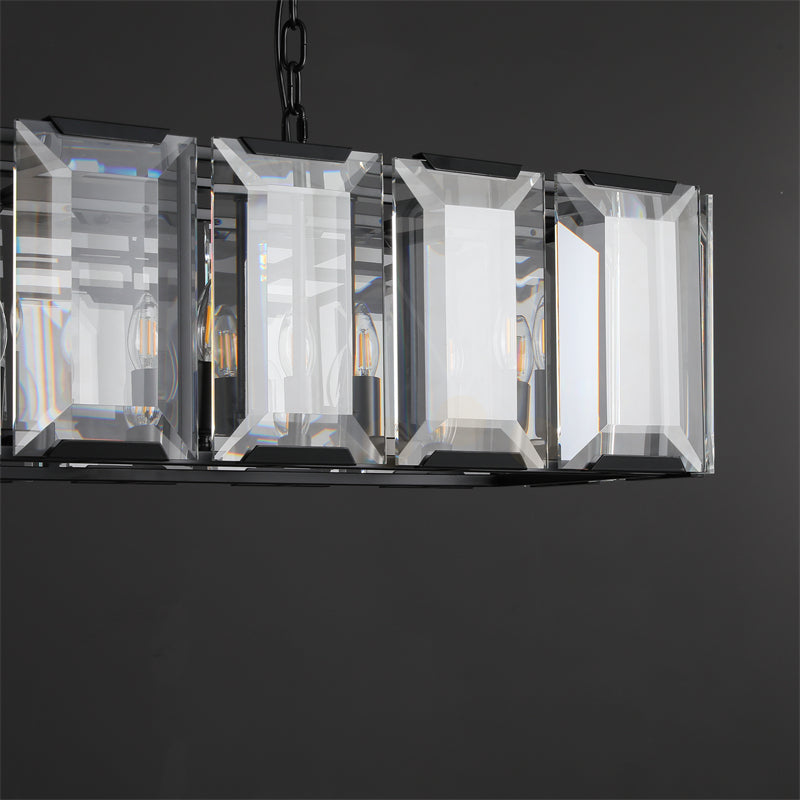 Charles Multicurve Modern Crystal Rectangular Chandelier, Luxury Elegance Lamp