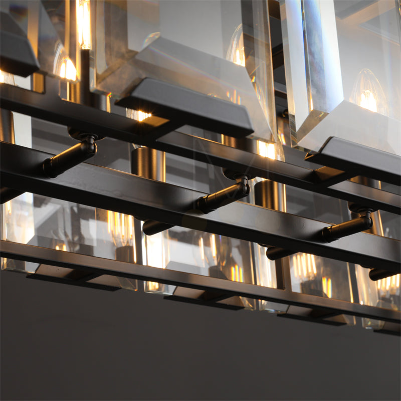 Charles Multicurve Modern Crystal Rectangular Chandelier, Luxury Elegance Lamp