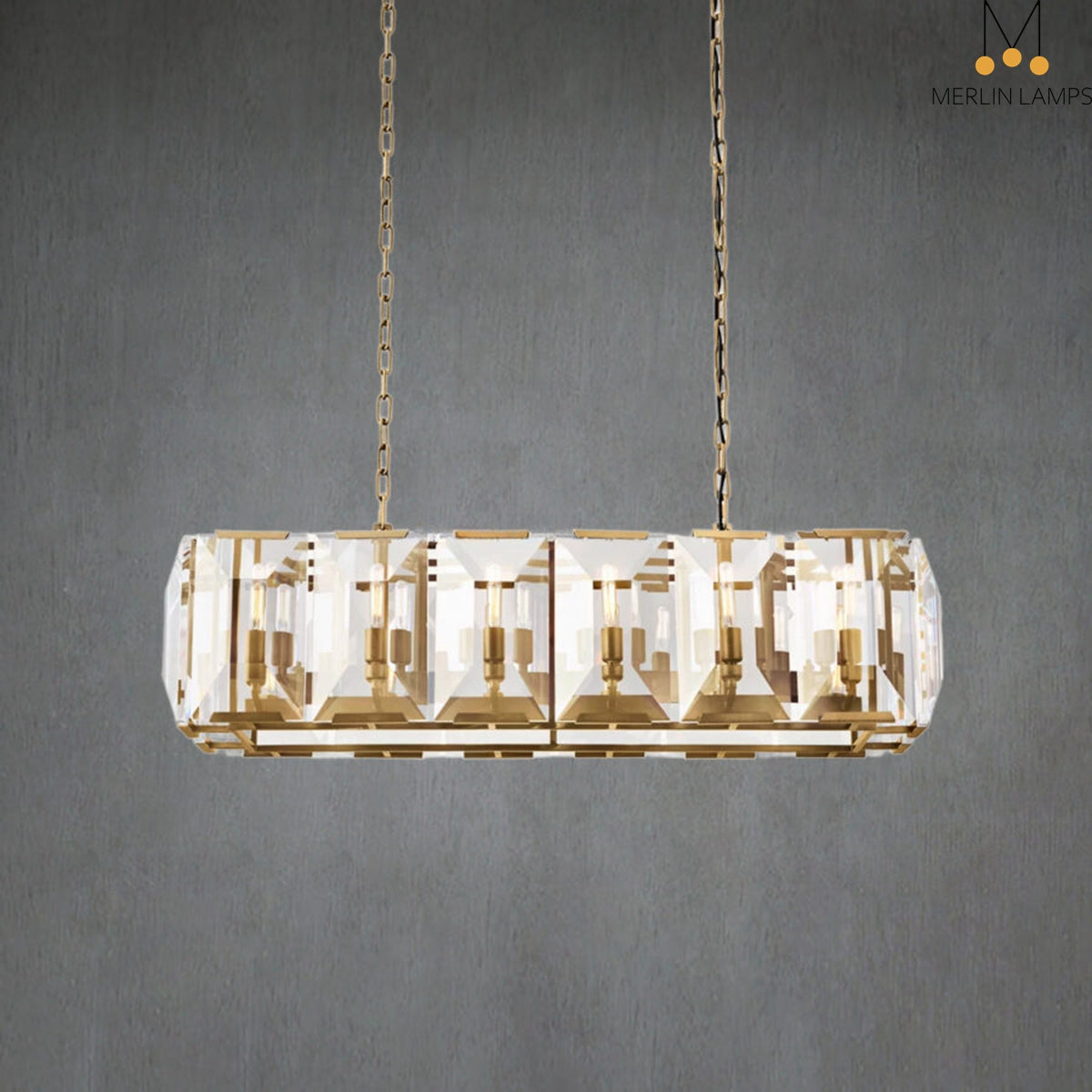 Charles Multicurve Modern Crystal Rectangular Chandelier, Luxury Elegance Lamp