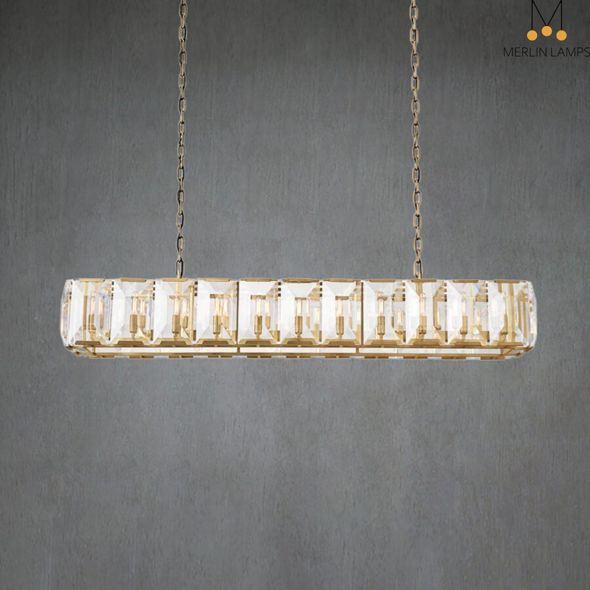 Charles Multicurve Modern Crystal Rectangular Chandelier, Luxury Elegance Lamp