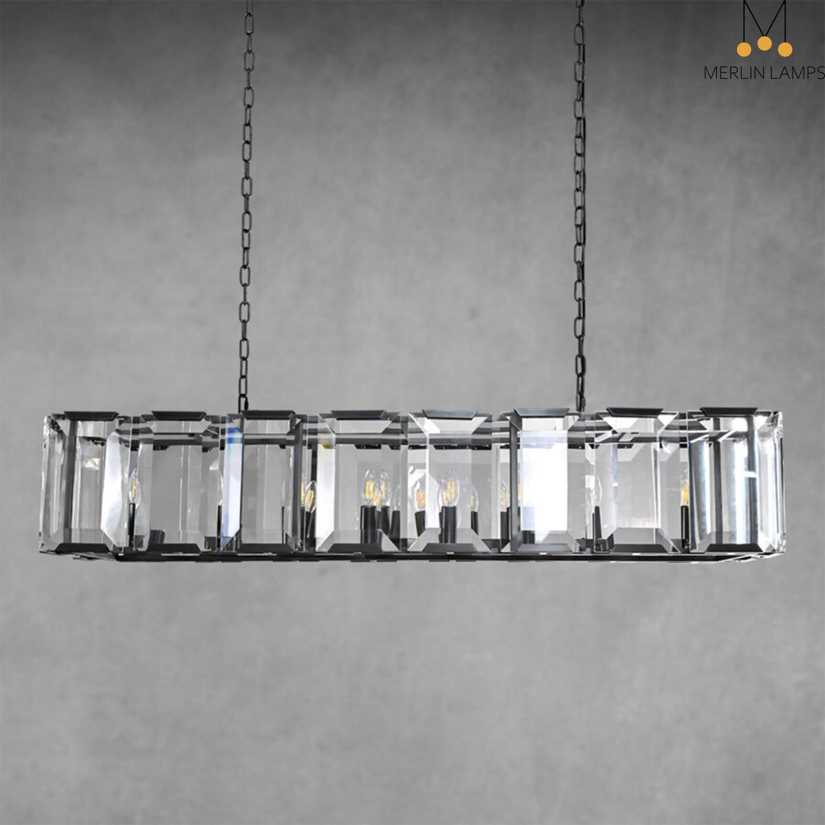 Charles Multicurve Modern Crystal Rectangular Chandelier, Luxury Elegance Lamp