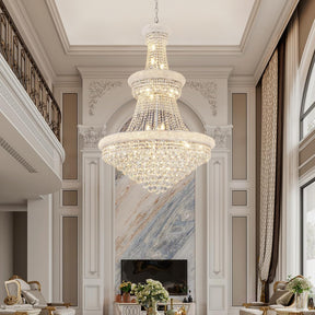 BEIRIO Chrome 24-Light Crystal Chandelier for High Ceilings